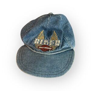 Vintage & Rare Harley-Davidson Biker Blues Denim Cap – Small Size, Winged Emblem